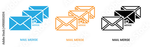 Mail merge logos in blue orange and black