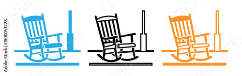 Colorful rocking chair silhouettes