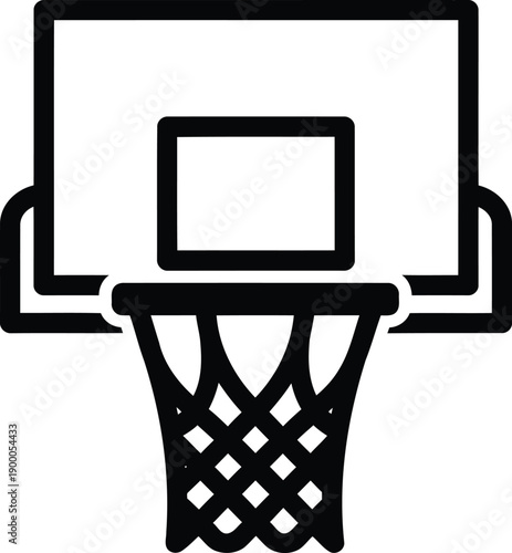 Basketball hoop with net and backboard in simple line style