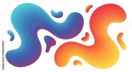 Abstract fluid gradient shapes with soft shadows and vibrant colors on a white background.