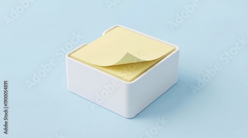 Wallpaper Mural Modern white container with yellow sticky notes on light blue background Torontodigital.ca