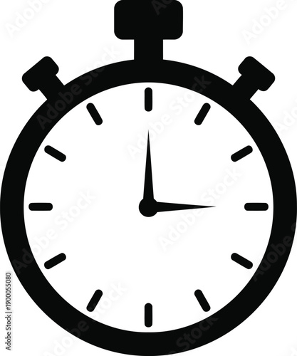 stopwatch icon with white face and black hands and markings