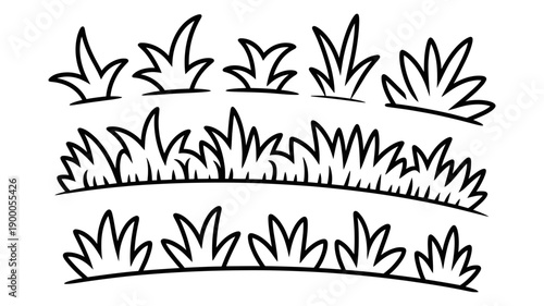 A minimalist vector illustration of various grass blades in a simple design