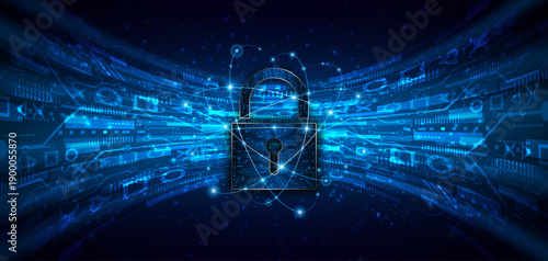 Lock icon. Cyber ​​security and data protection concepts and privacy. Innovative concept of advanced safety technology