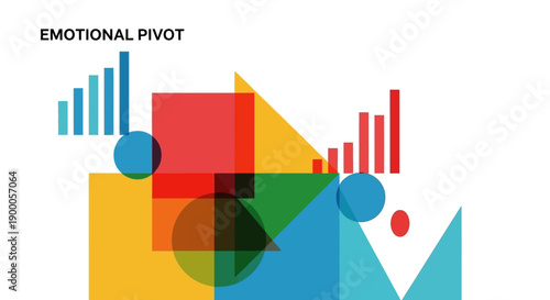 Emotional Pivot Abstract Concept. Geometric Visualization of Change, Business Strategy Shift, and Data Transition with Bar Charts.
