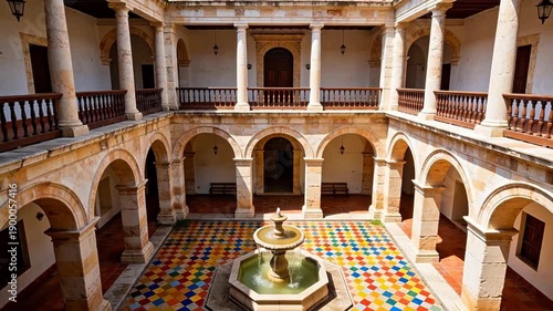 Courtyard with fountain and arches