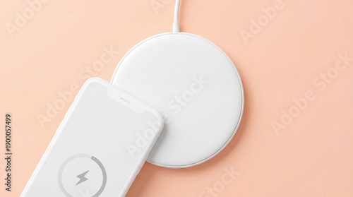 Wallpaper Mural Modern smartphone wirelessly charging on sleek white pad Torontodigital.ca