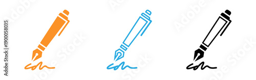 Colorful fountain pen icons