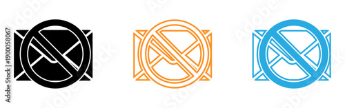 Three variants of a stylized logo design