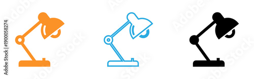 Three colorful desk lamp icons