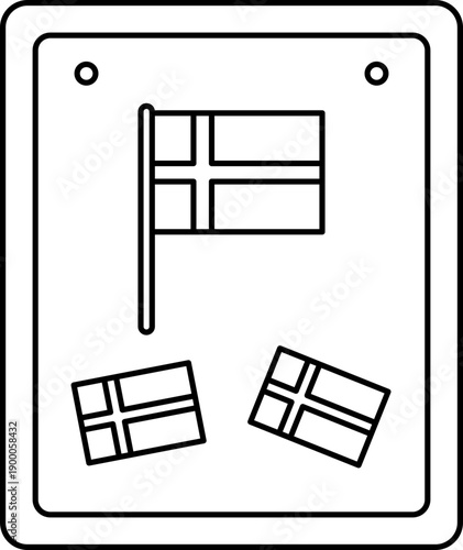 Danish Flag Document Illustration vector outline