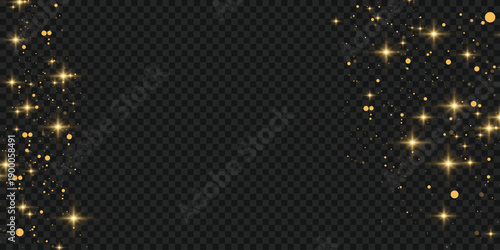 Golden glitter particles overlay with sparkling confetti and luminous glow