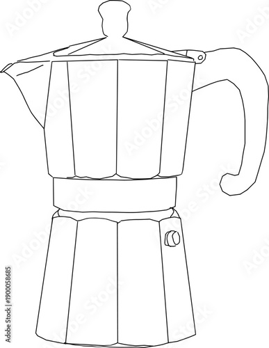 Minimalist moka pot line art illustration, hand drawn italian coffee maker sketch