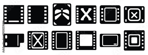 Minimalist black silhouette icon set of a x ray film . simple black flat vector style for medical and fitness icons concept.