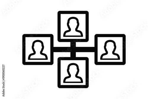 Team Collaboration and User Network Connection Concept with Profile Icons