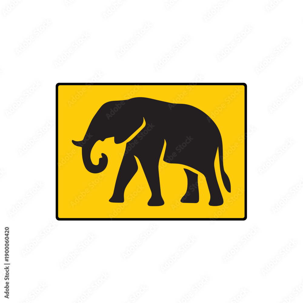 Fototapeta premium Wildlife Area Elephant Symbol Animal Awareness Safety Warning Sign