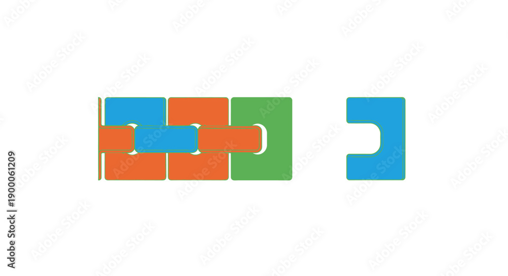 Obraz premium Colorful Abstract Interlocking Blocks Illustration. Connection, Integration, Teamwork, and Step-by-Step Process Concept.