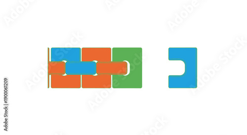 Colorful Abstract Interlocking Blocks Illustration. Connection, Integration, Teamwork, and Step-by-Step Process Concept.