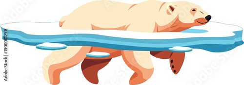 Polar bear swimming between floating arctic ice floes