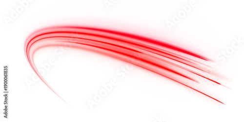 Red neon streaks weave across a dark abstract city background. Motion lines and curves suggest rapid urban movement. Futuristic high-speed vector illustration with energy trails. PNG