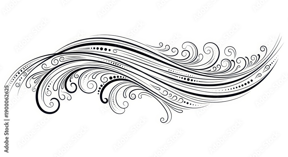 Fototapeta premium Elegant Black and White Swirl Design Element with Ornate Flourishes