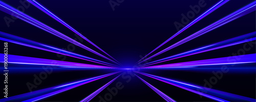 Cyan neon lines twist along a dark urban road. Energy streaks flow smoothly, illustrating digital motion. Futuristic vector illustration with glowing ribbons.