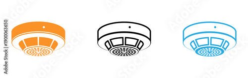Security camera icons in orange black and blue