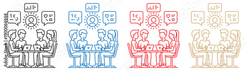 Business team voting process illustration flat design concept with yes no options and decision making