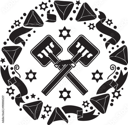 Hanukkah dreidels and menorah decorations