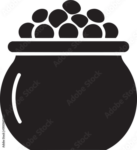 black ceramic pot filled with stones