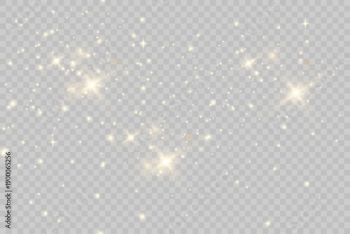 Magical light dust with a soft glow. Floating particles of light. Christmas light effect with sparkling fairy dust shining on a transparent background. Vector png