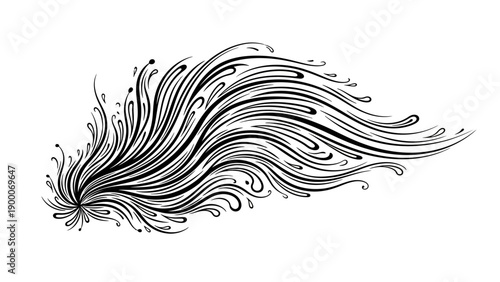 Abstract Black Ink Swirls and Splashes - Dynamic Flowing Lines
