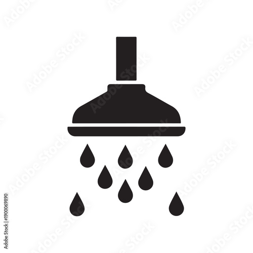 vector illustration of a black silhouette of shower head