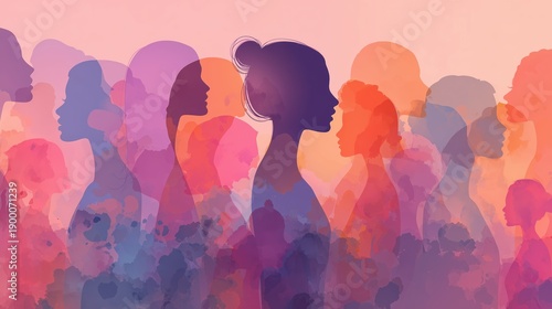 Abstract silhouettes of women. International Women’s Day, female unity and empowerment concept for March 8 greeting cards, posters, social campaigns and inspirational design
