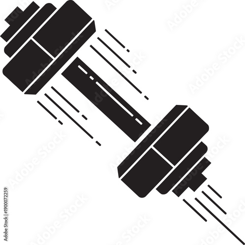 Professional black silhouette vector of a high-performance dumbbell with dynamic speed lines. Modern design ideal for fitness branding, gym logos, personal training apps, or athletic equipment graphic