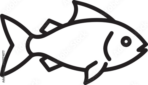 Black and White Fresh Fish Food Icon Isolated
