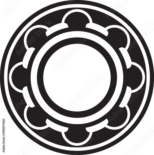 Professional black silhouette vector of a high-performance skateboard bearing. High-quality minimalist circular design perfect for skate shop branding, longboard equipment logos, and hardware repair.