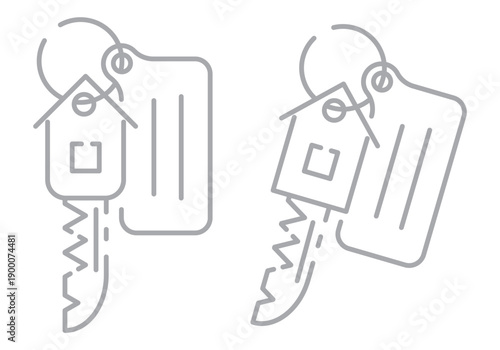 Collection of outline key icons isolated on a transparent background. Editable stroke set designed for security, entry access, password protection, home services, real estate listings smart lock app.