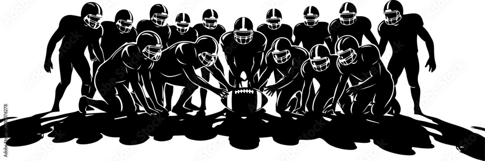 Obraz premium American Football Player Silhouette Team Set
