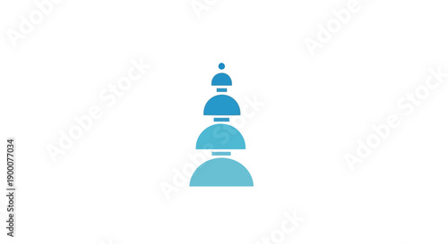 Stacked blue geometric shapes tower.