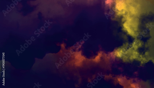 Dark purple and yellow abstract cloud formations background