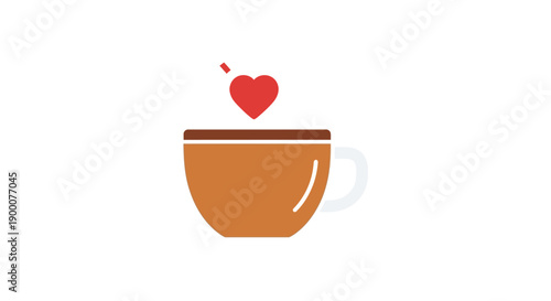 Brown Coffee Cup with Heart Steam.