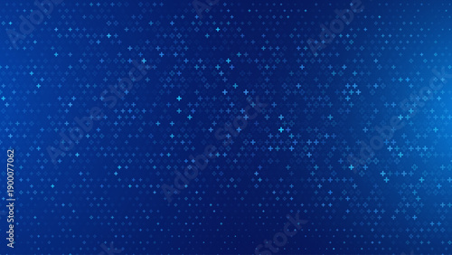 Healthcare Medical Plus Pattern. Blue Mathematical Plus Symbols Pattern. Math Design Elements Background. Medical Tech Background. Vector Illustration. 