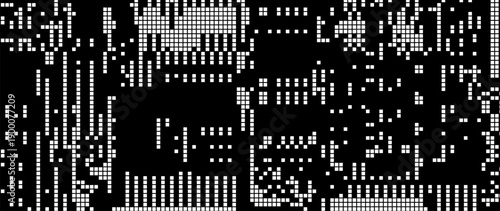 Weird Checkered Pixels Glitch Effect Abstract Background. Glitched Stripes and Random Pixels Television Screen. Distorted Glitch Effect. NO SIGNAL TV Frame Vector.