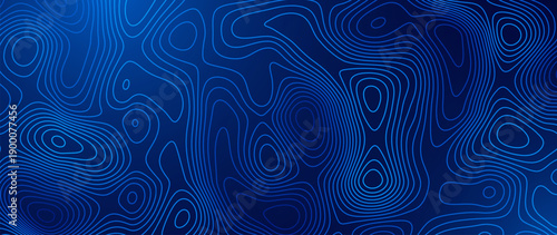 3D Sea Ocean Nautical Depth Topographic Topo Map Banner Background. Curvy Wavy Lines Vector Illustration. Hills, Rivers and Mountains. Geography Concept.