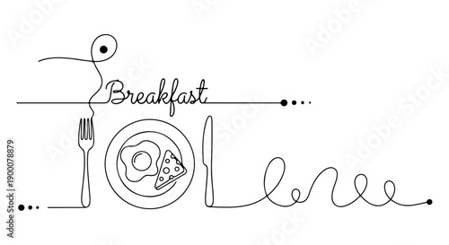 Breakfast Vector Art and Graphics with Plate, Fork, and Food Illustration