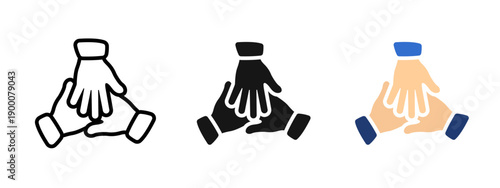 Teamwork and collaboration icon with hands together. Symbol of unity, support and cooperation. Ideal for corporate projects, business teamwork, partnership concepts and community or group interaction.