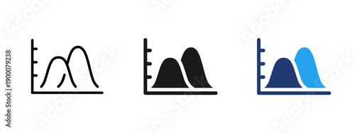 Statistics icon with bell curve and normal distribution. Data analysis and probability visualization for analytics dashboards, research reports, statistical comparison and performance metrics.