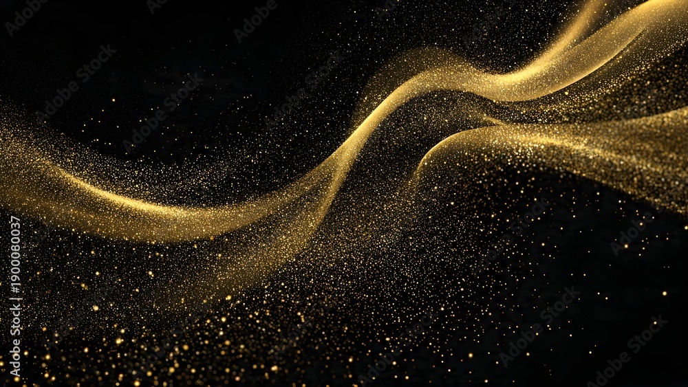 Naklejka premium Elegant Gold Dust Wave on Black Background