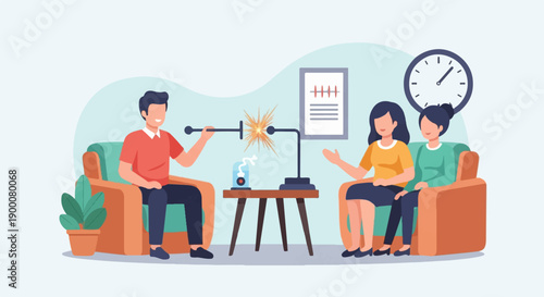 People demonstrating a science experiment indoors